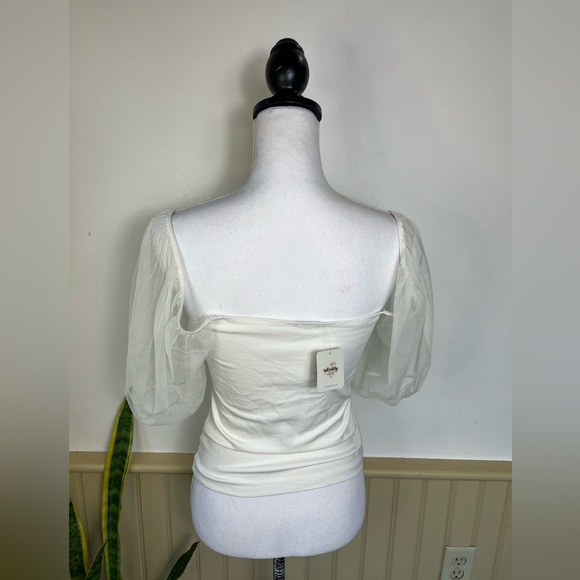 NWT Free People Puff Sleeve Ivory Top Intimately S Romantic Balletcore - Picture 6 of 12
